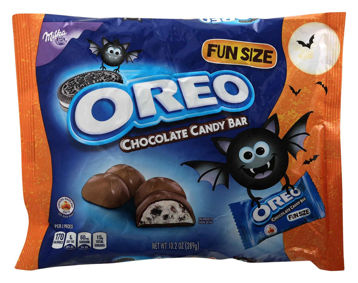 slide 5 of 9, Milka OREO Chocolate Halloween Candy, Fun Size Trick or Treat Chocolate Candy Bars, 10.2 oz Bag, 0.66 lb