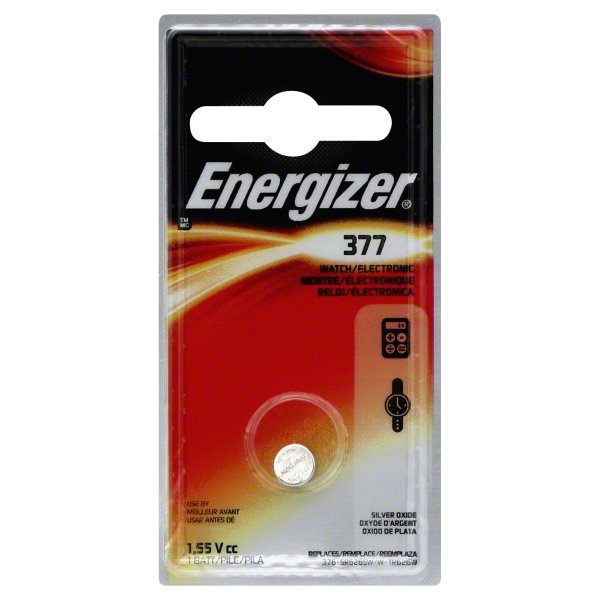 slide 1 of 1, Energizer 377 Lithium Coin Blister Pack Watch/Electronic Batteries, 1 ct