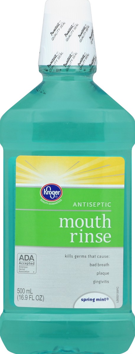 slide 3 of 3, Kroger Mint Burst Antiseptic Mouth Rinse, 16.9 fl oz