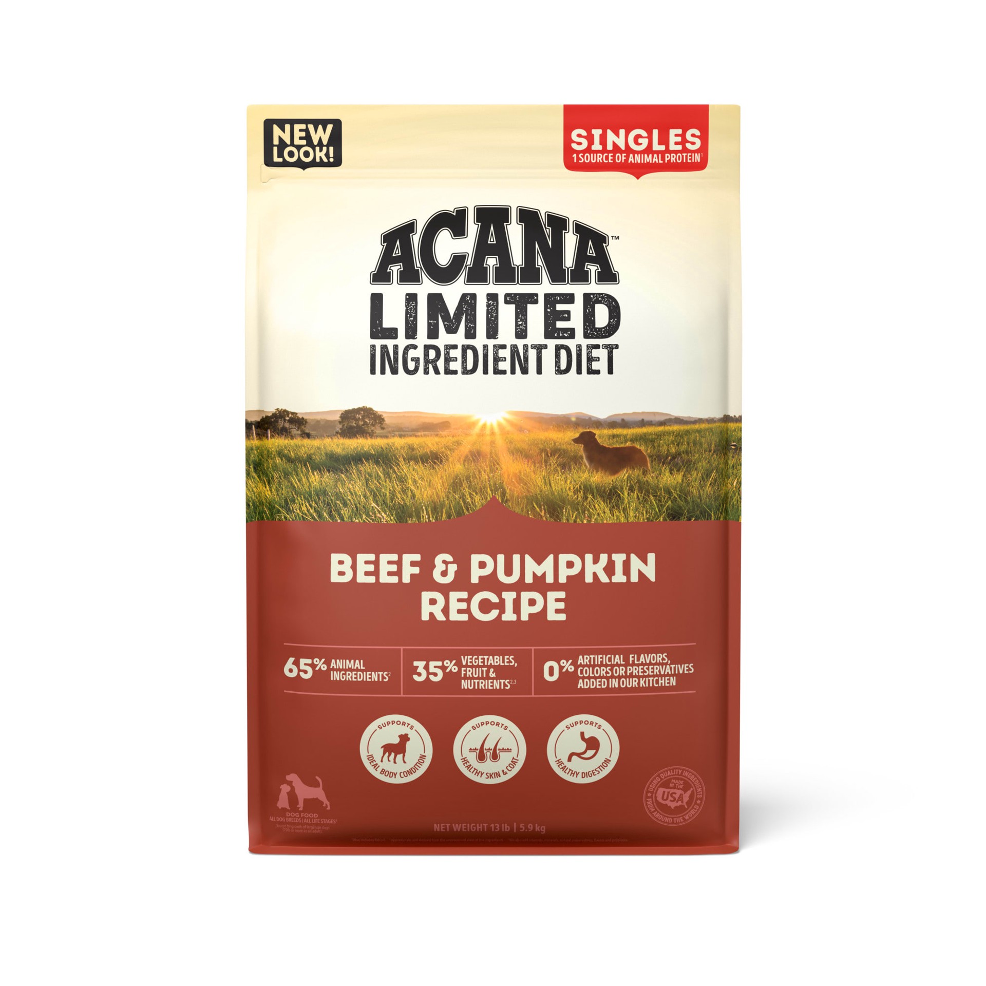 slide 1 of 5, ACANA Singles Beef & Pumpkin Recipe 13LB, 13 lb