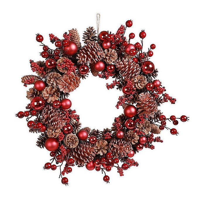 slide 1 of 2, Winter Wonderland 22-Inch Berry & Pinecone Decorative Artificial Wreath, 1 ct