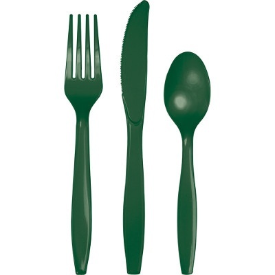 slide 1 of 4, Sensations Boxed Cutlery Hunter Green, 32 ct