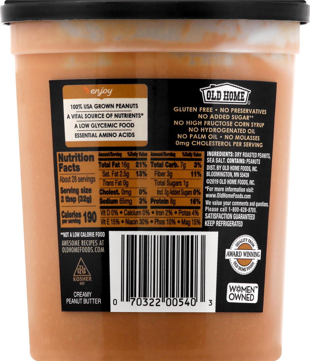 slide 9 of 9, Old Home 100% All Natural Creamy Peanut Butter 32 oz, 32 oz