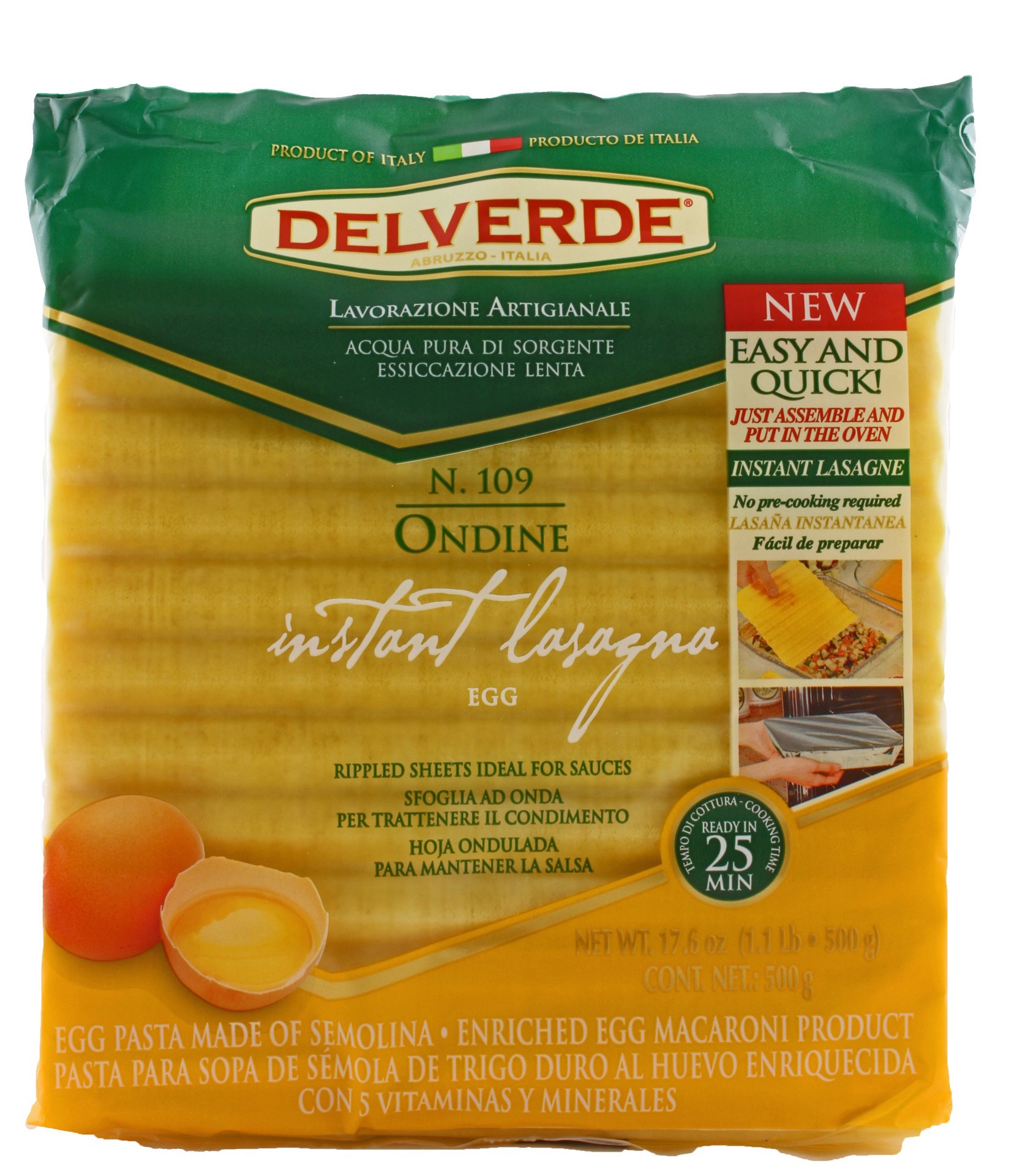 slide 1 of 1, Delverde Ondine Egg No Boil Lasagna, 17.6 oz