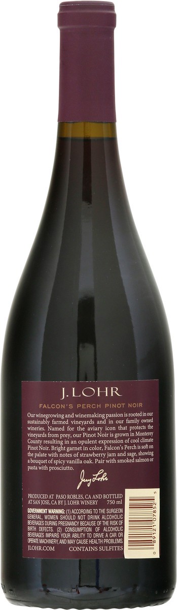 slide 5 of 9, J. Lohr Estates Falcon's Perch Pinot Noir, 750 ml