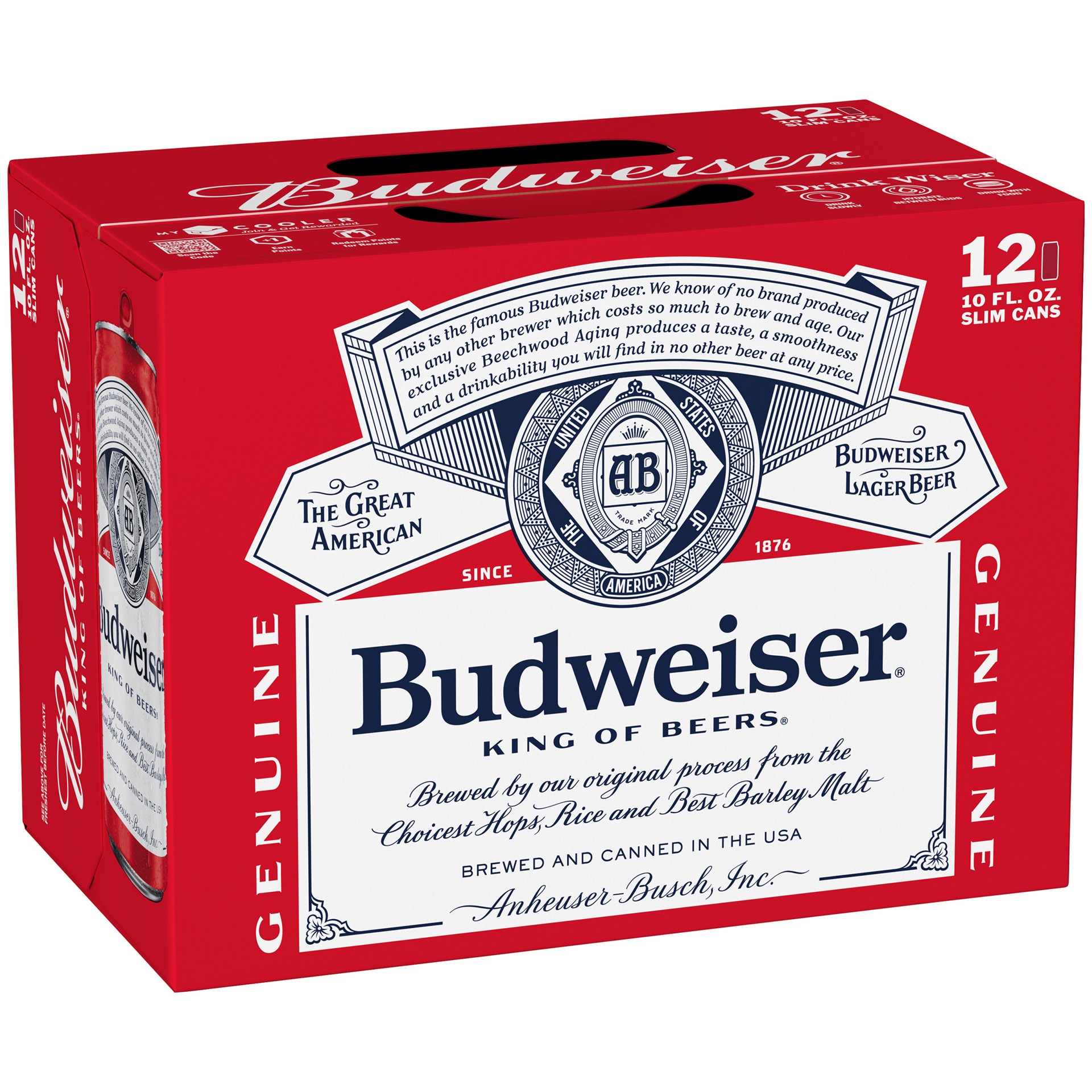 slide 2 of 5, Budweiser Lager Beer 12 - 10 fl oz Slim Cans, 12 ct