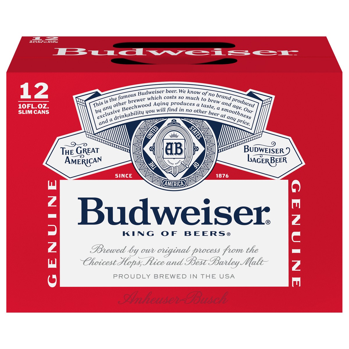 slide 1 of 5, Budweiser Lager Beer 12 - 10 fl oz Slim Cans, 12 ct