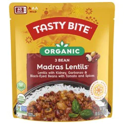 Tasty Bite Organic 3 Bean Indian Mild Madras Lentils 10 oz