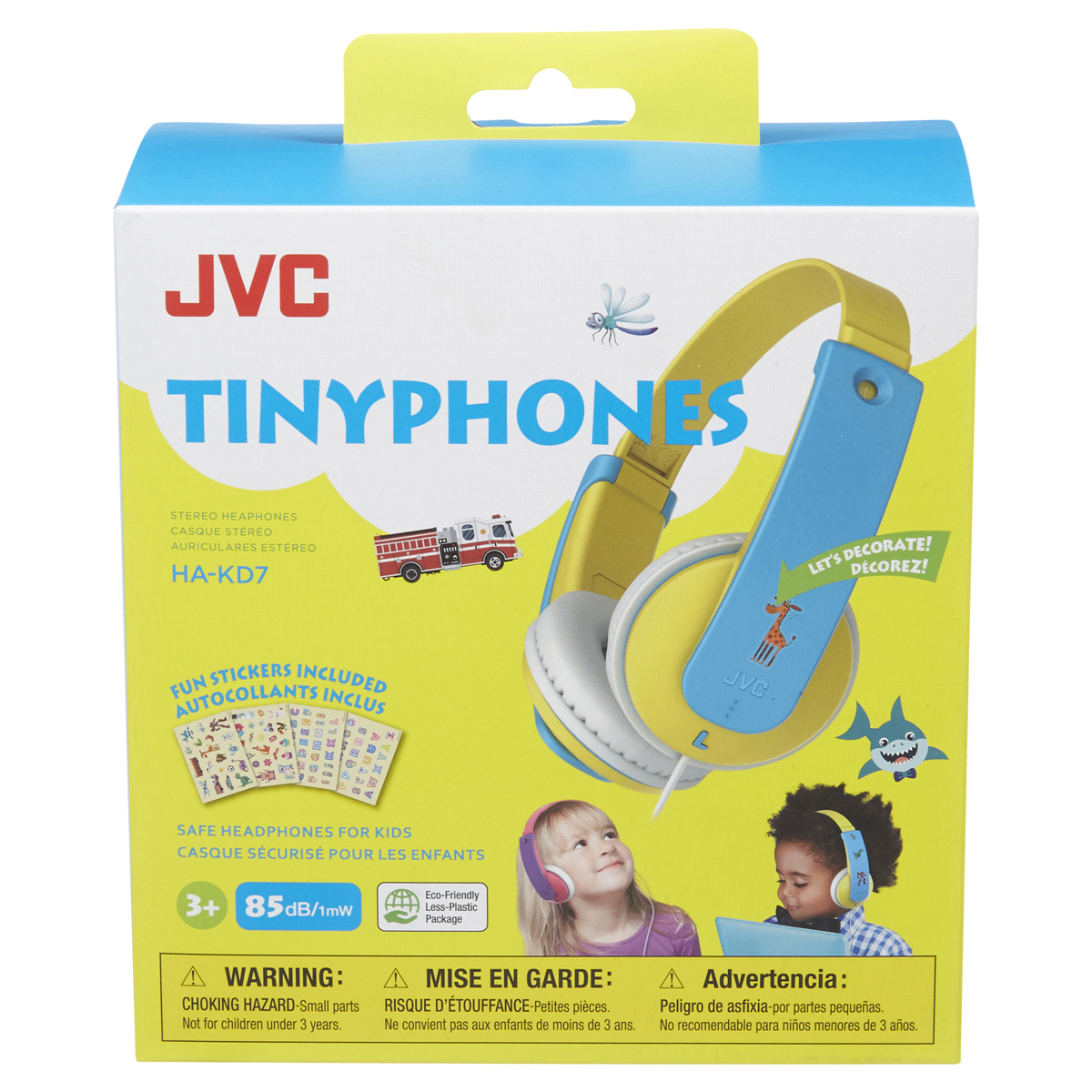slide 1 of 1, JVC On Ear Blue and Yellow Tinyphone Kid Headphones, 1 ct
