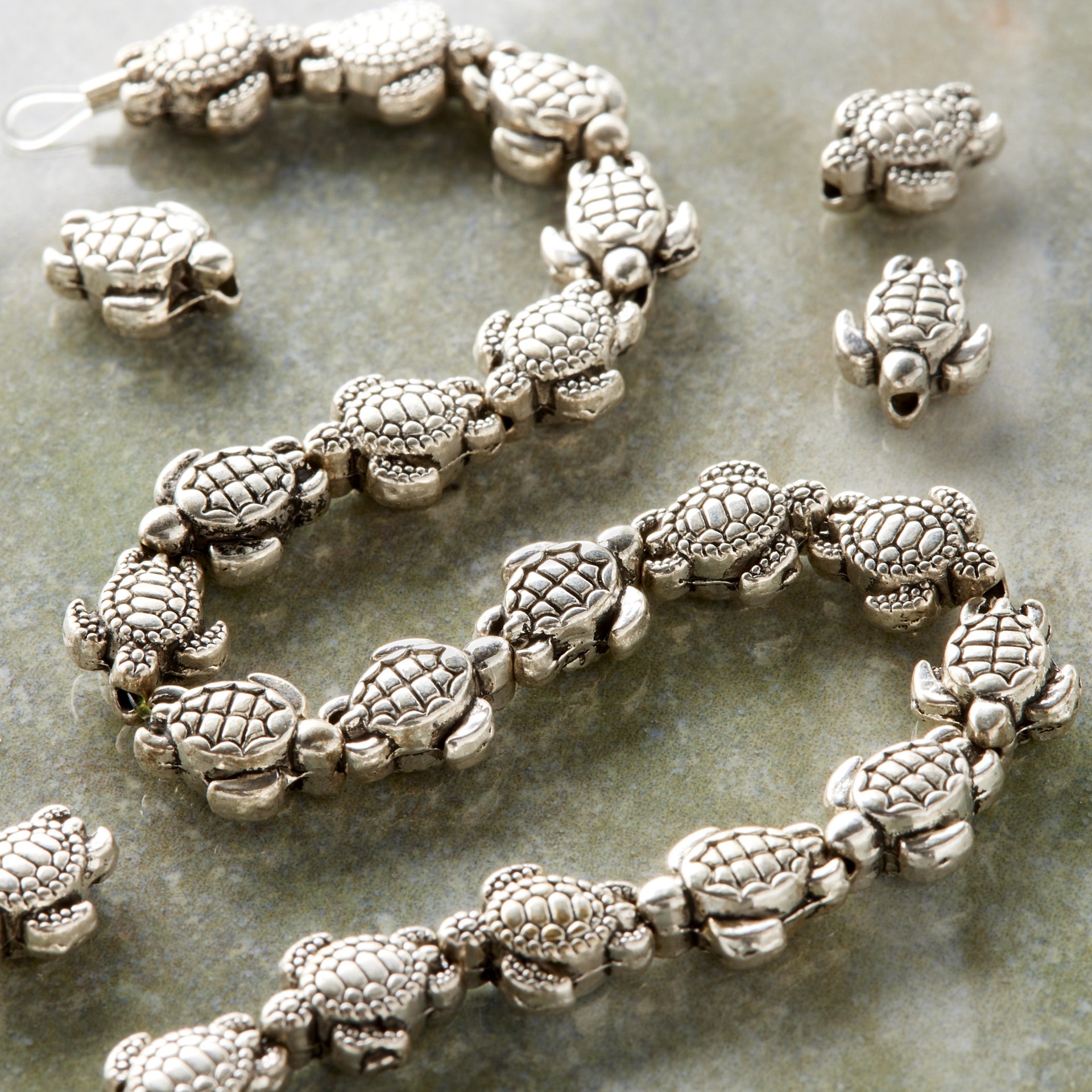 slide 2 of 3, Antique Silver Sea Turtle Metal Beads, 9mm By Bead Landing, 9 mm