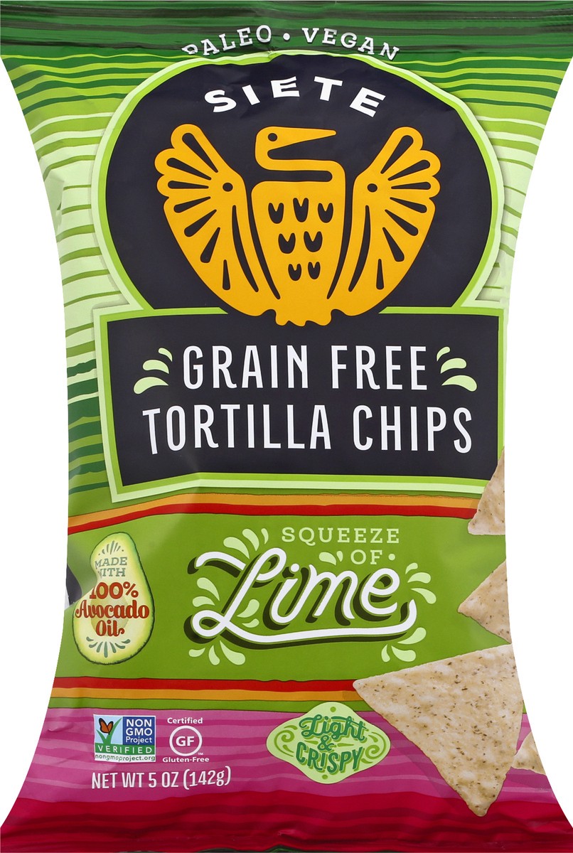 slide 1 of 12, Siete Grain Free Lime Tortilla Chips 5 oz, 5 oz