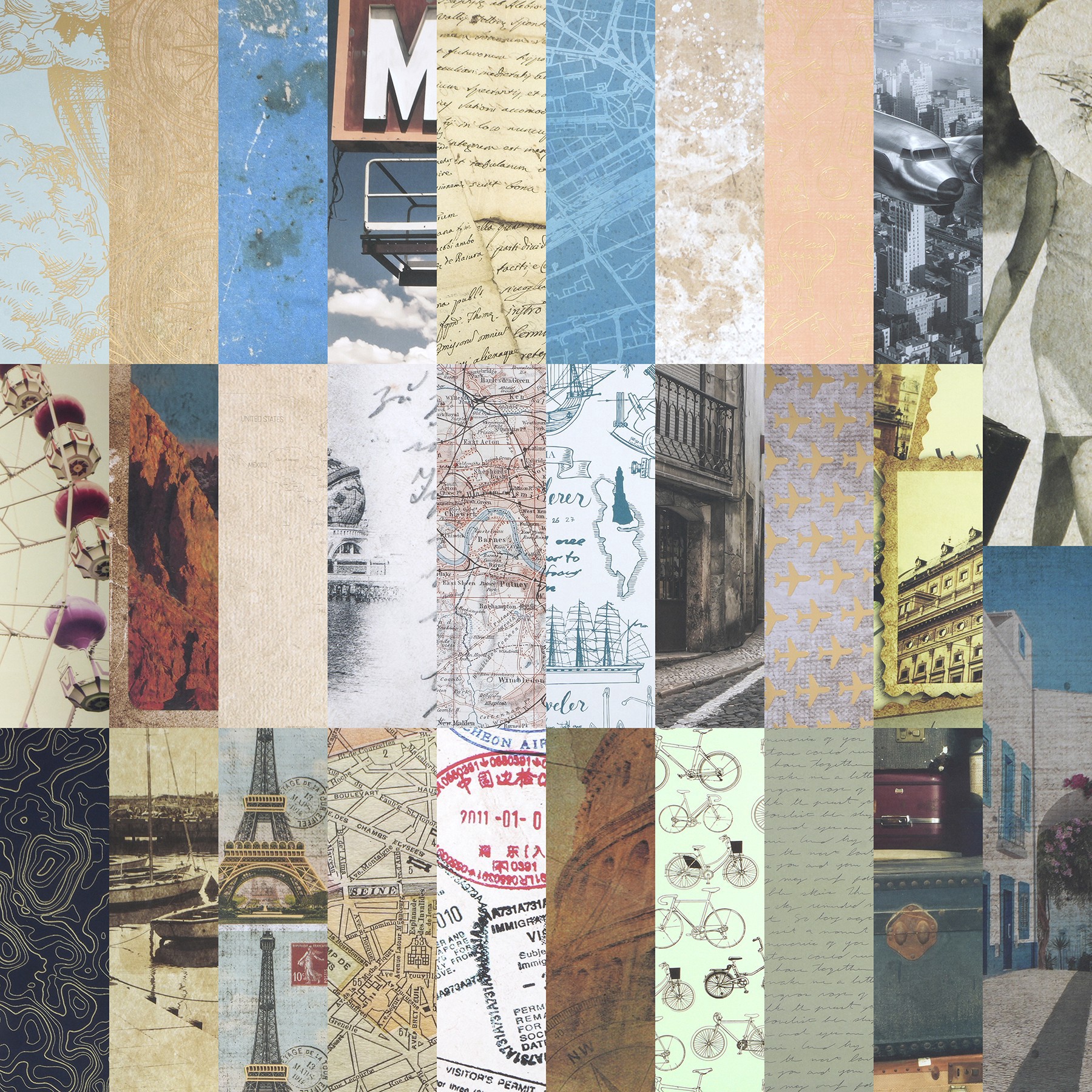 slide 2 of 2, 12" X 12" Vintage Travel Paper Pad By Recollections, 58 Sheets, 12 in x 12 in