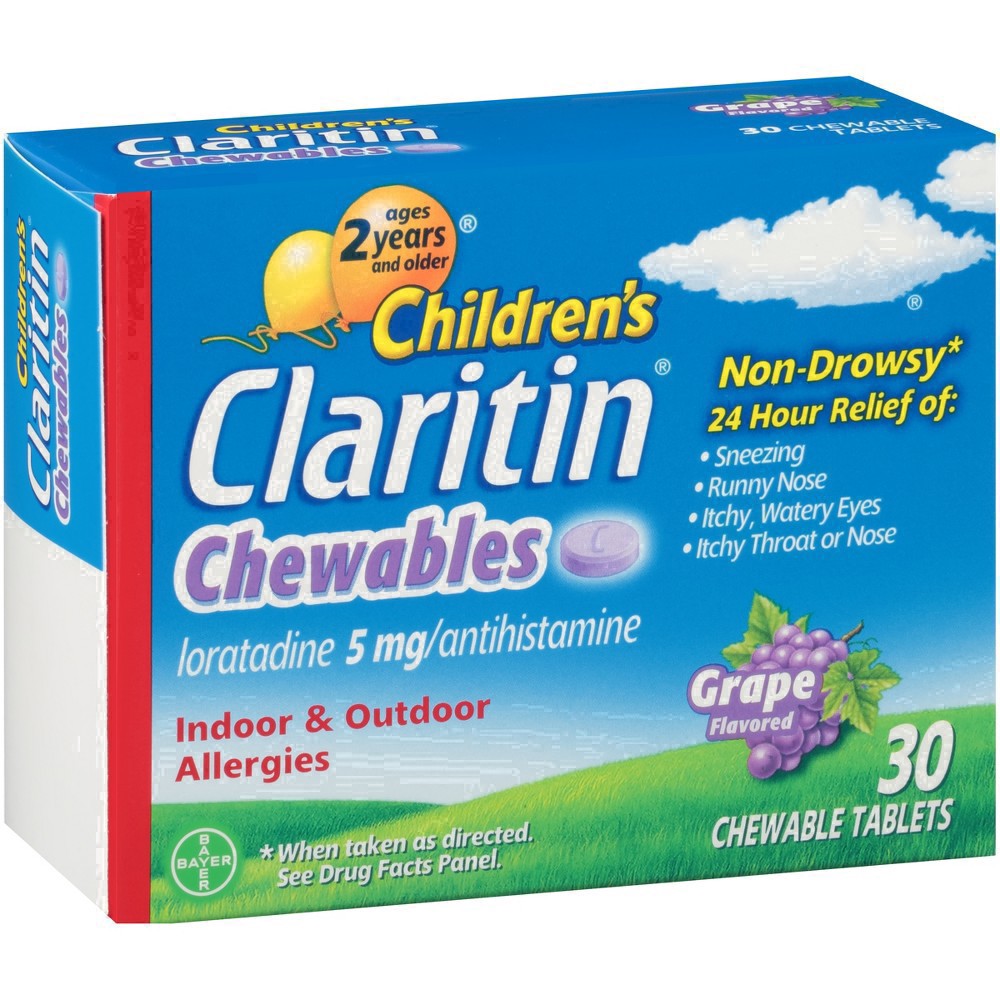 slide 55 of 77, Claritin Childrens Allergy Chewable Grape-flavored Tablets, 30 ct