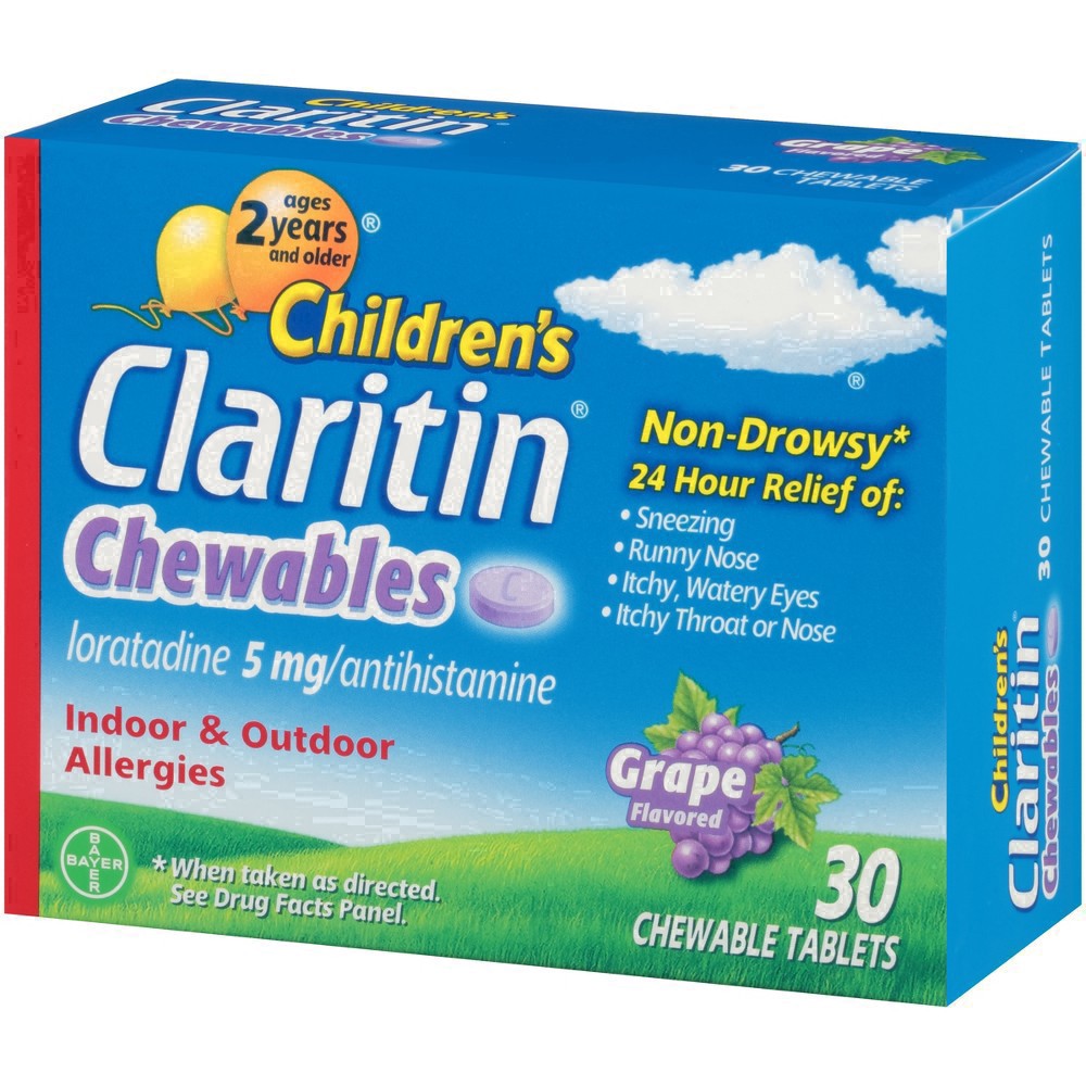 slide 56 of 77, Claritin Childrens Allergy Chewable Grape-flavored Tablets, 30 ct
