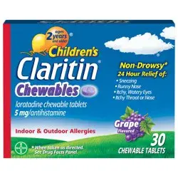 Claritin Childrens Allergy Chewable Grape-flavored Tablets
