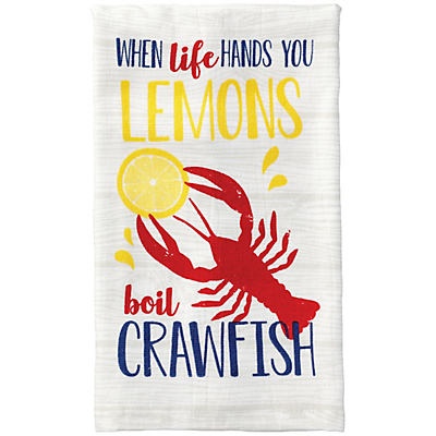 slide 1 of 1, Haven & Key Life Hands You Lemons Crawfish Kitchen Towel, 1 ct