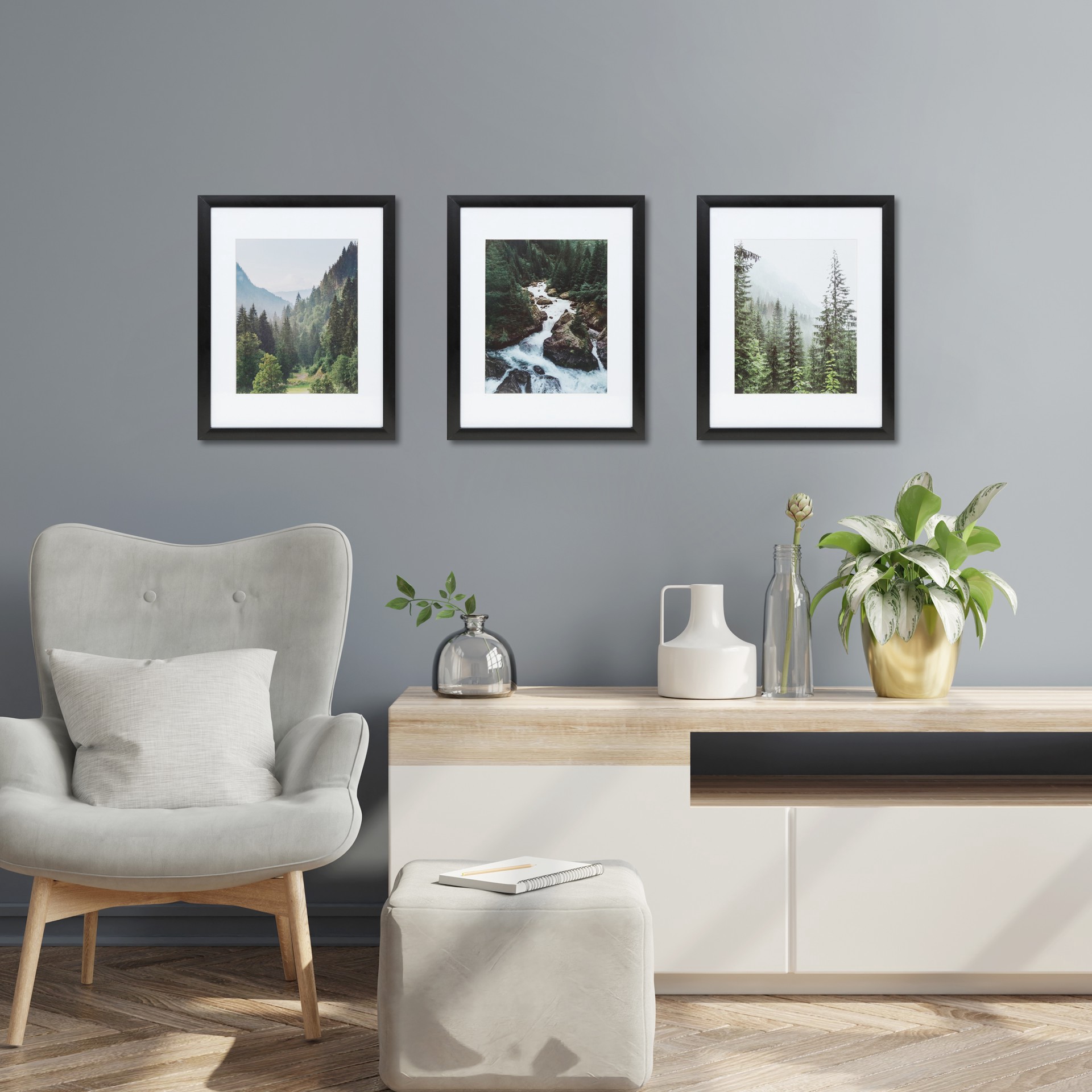 slide 6 of 7, 3 Pack Gallery 8" X 10" Black Frame With Mat By Studio Decor, 8 in x 10 in