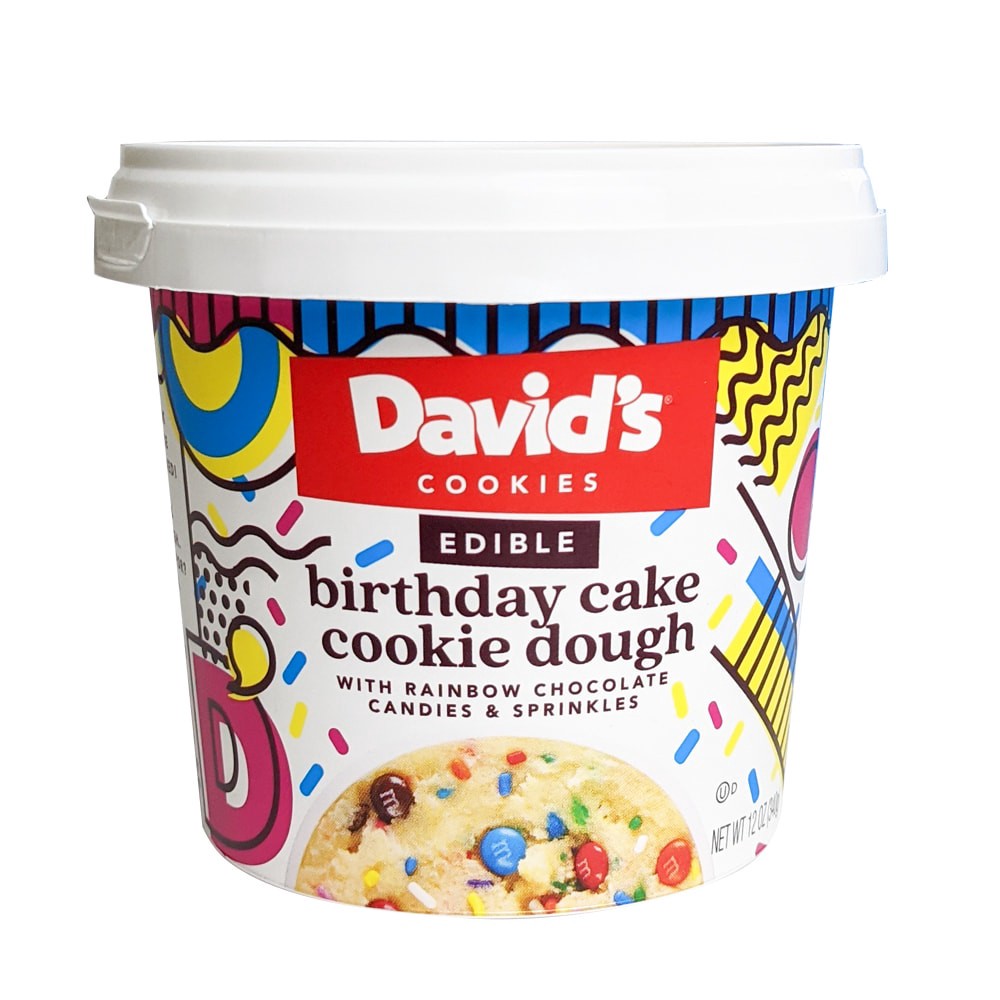 slide 1 of 1, David's Cookies Edible Birthday Cake Cookie Dough Cups, 12 oz