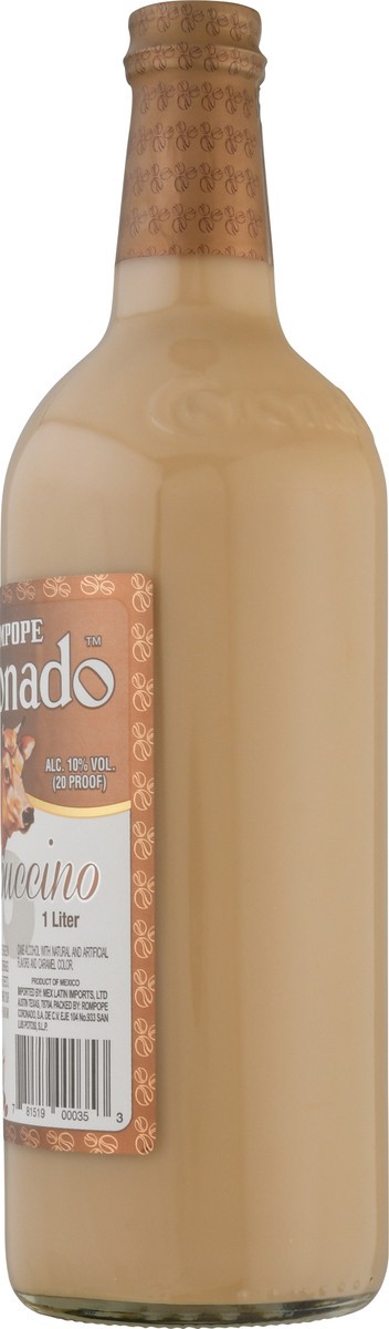 slide 3 of 9, Rompope Coronado Cappuccino Cane Alcohol 1 lt Bottle, 1 l