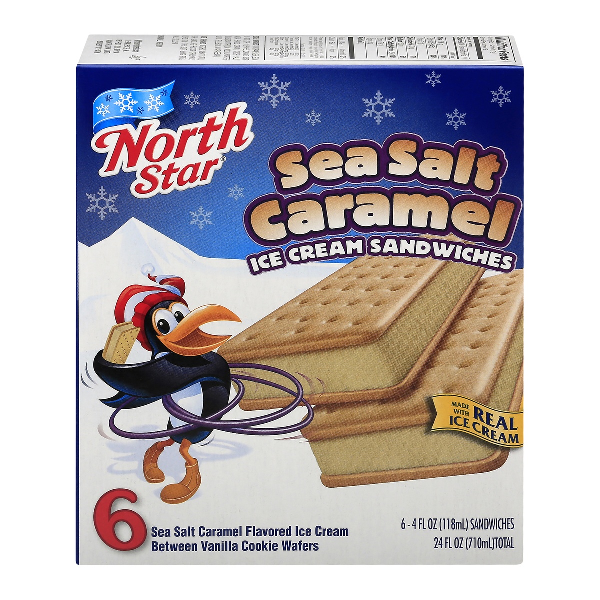 slide 1 of 1, North Star Sea Salt Caramel Ice Cream Sandwiches, 6 ct