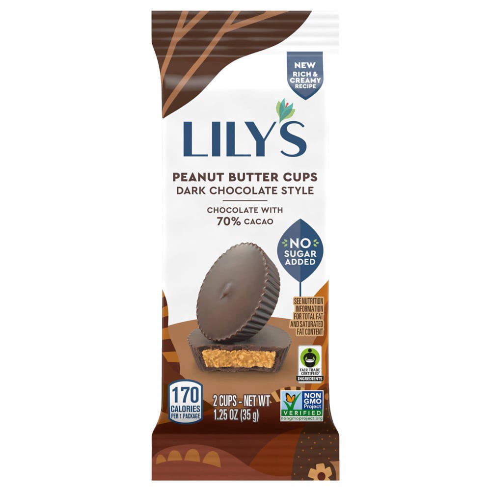 slide 1 of 2, Lily's Dark Chocolate Style Peanut Butter Cups, 2 ct / 1.25 oz