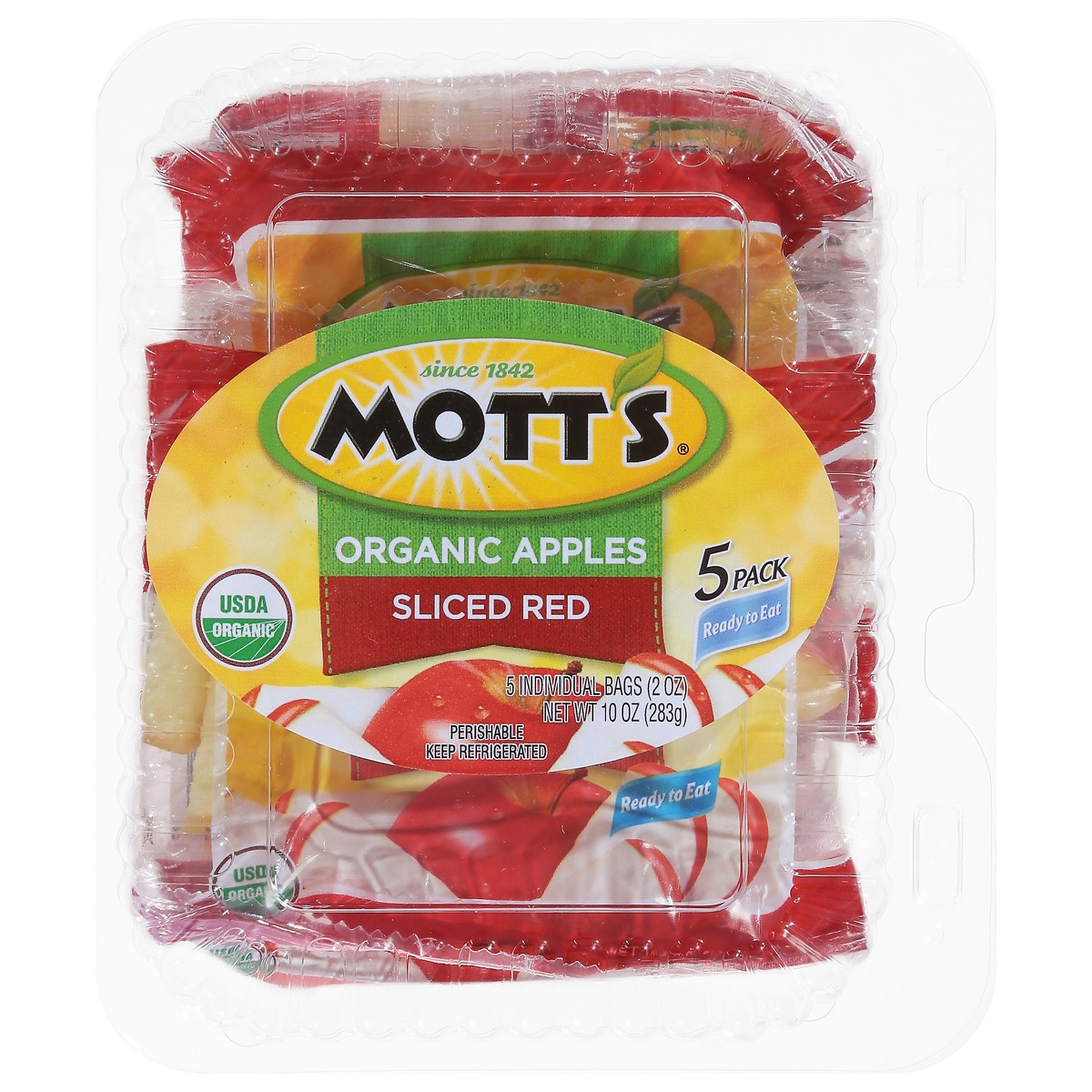 slide 1 of 9, Mott's Organic Sliced Red Apples 5 - 2 oz Bags, 5 ct