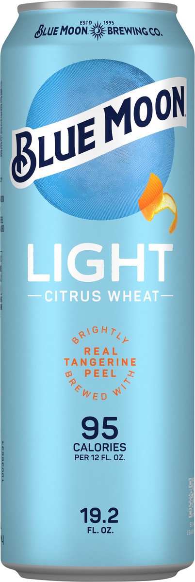slide 6 of 11, Blue Moon Light Citrus Wheat Beer 19.2 fl oz, 19 oz