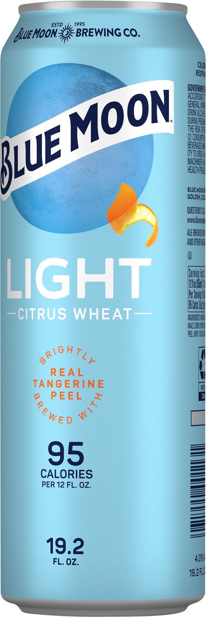 slide 5 of 11, Blue Moon Light Citrus Wheat Beer 19.2 fl oz, 19 oz