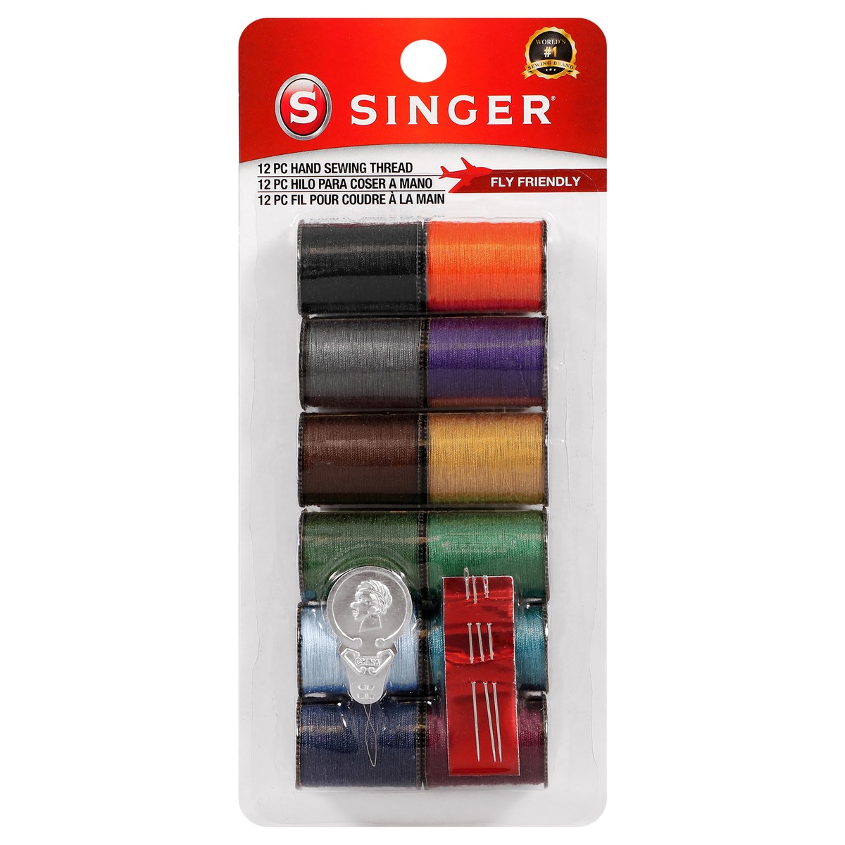 slide 2 of 3, SINGER Hand Sewing Thread Spools Kit with Assorted Dark Color Thread, 25 yards each - Includes Hand Needles & Needle Threader, 12 ct