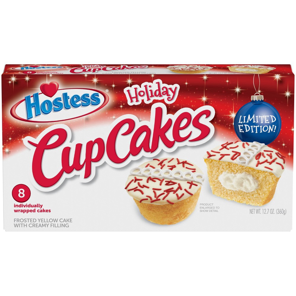 slide 4 of 11, HOSTESS Holiday Cupcakes, Creamy Filling, 8 Count, 12.7 oz, 12.7 oz