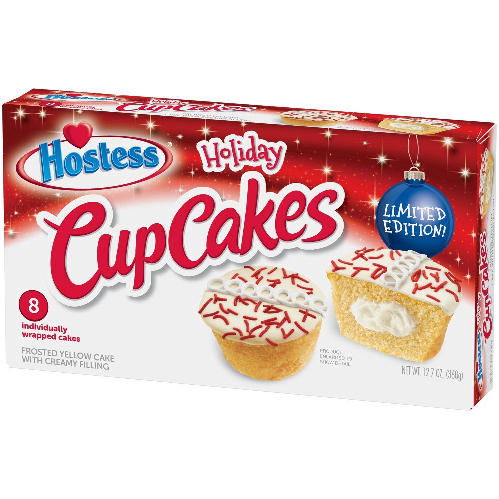 slide 9 of 11, HOSTESS Holiday Cupcakes, Creamy Filling, 8 Count, 12.7 oz, 12.7 oz