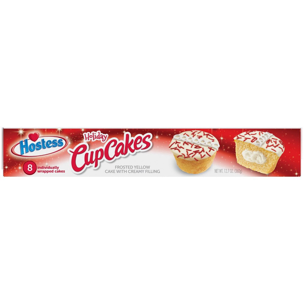 slide 10 of 11, HOSTESS Holiday Cupcakes, Creamy Filling, 8 Count, 12.7 oz, 12.7 oz