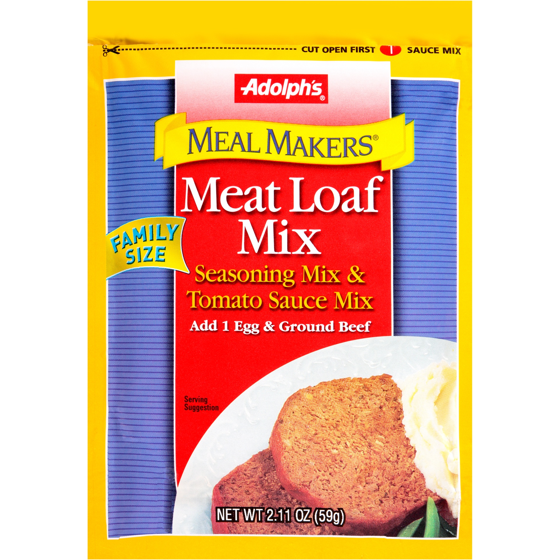 slide 1 of 1, Adolph's Adolph's Meal Makers Meat Loaf Mix Seasoning Mix Tomato Sauce Mix, 2.11 oz