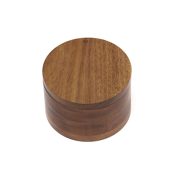 slide 3 of 3, Lipper Interntaional Acacia Wood Divided Salt Box with Swivel Cover, 1 ct