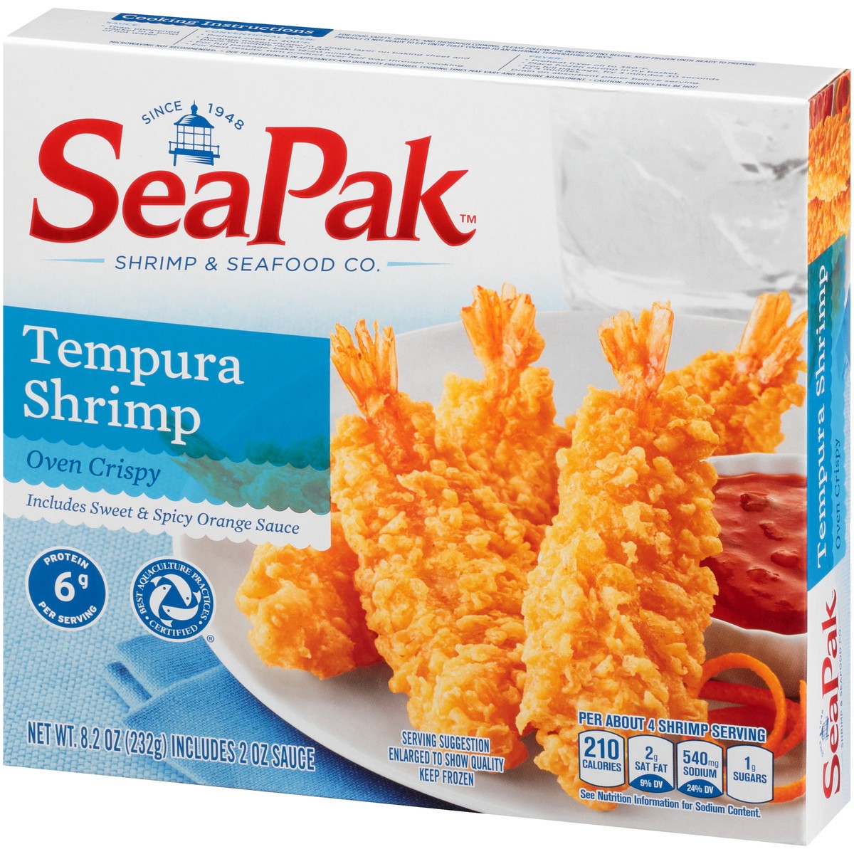 slide 4 of 9, SeaPak Shrimp & Seafood Co. Oven Crispy Tempura Shrimp 8.2 oz. Box, 8.2 oz