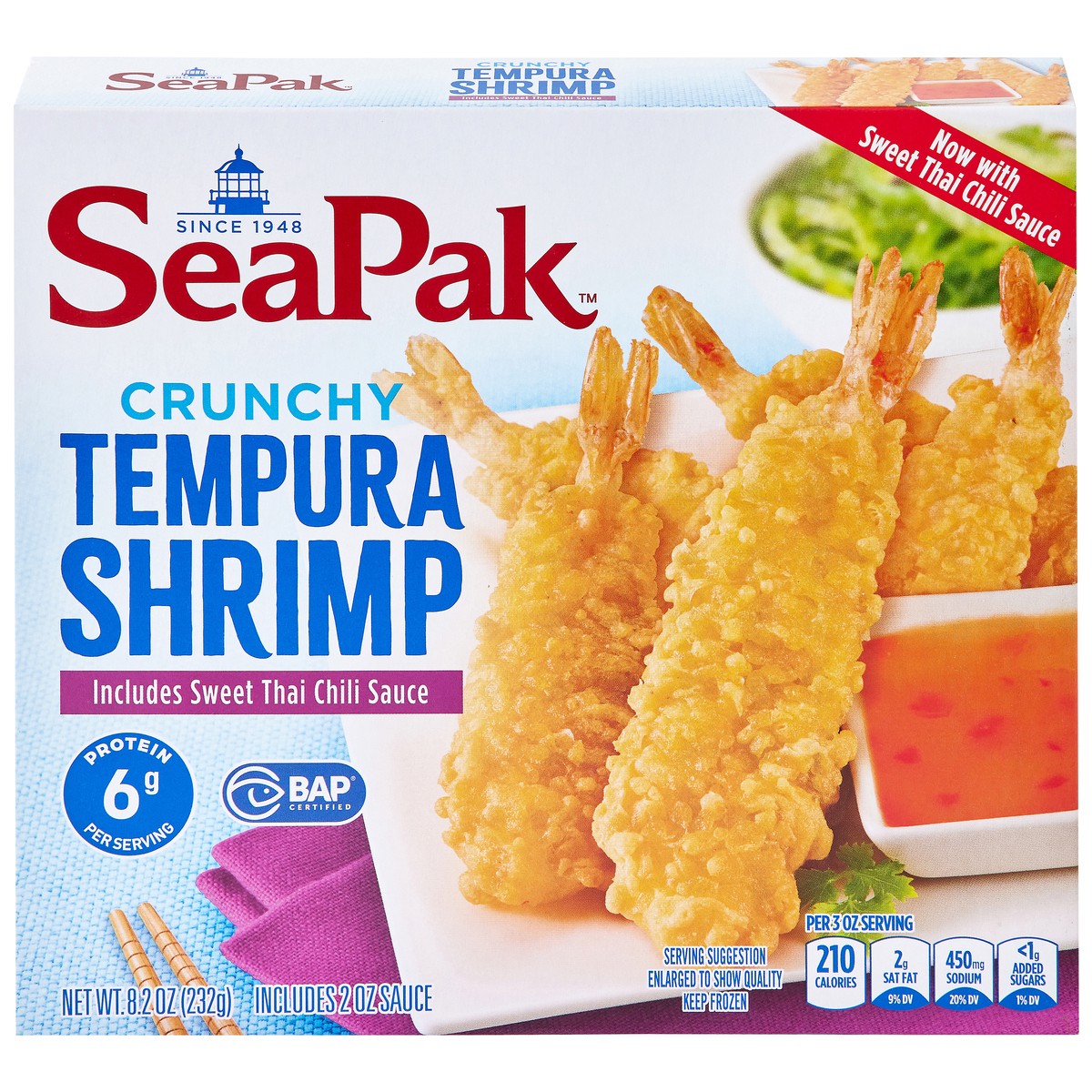 slide 1 of 9, SeaPak Shrimp & Seafood Co. Oven Crispy Tempura Shrimp 8.2 oz. Box, 8.2 oz