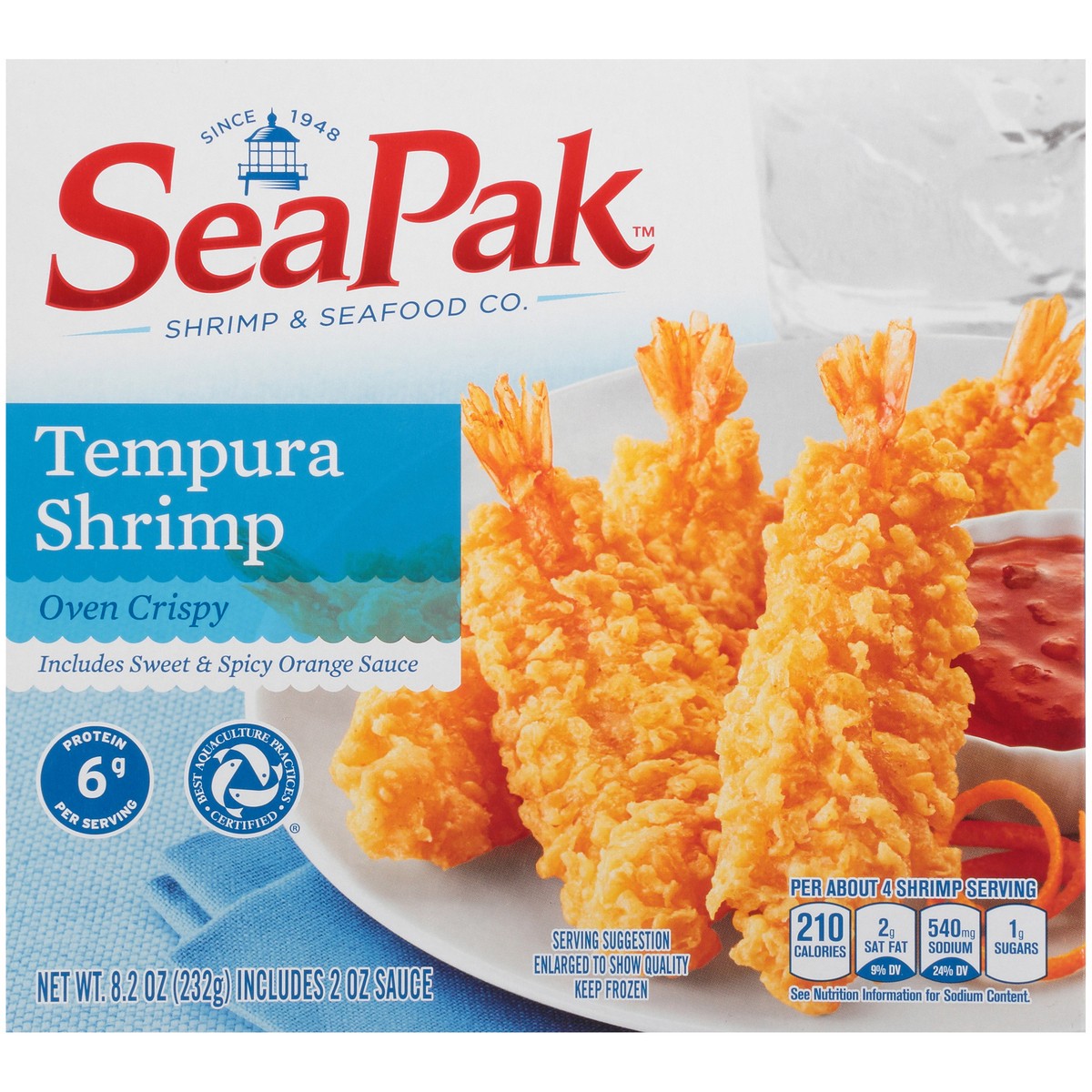 slide 8 of 9, SeaPak Shrimp & Seafood Co. Oven Crispy Tempura Shrimp 8.2 oz. Box, 8.2 oz