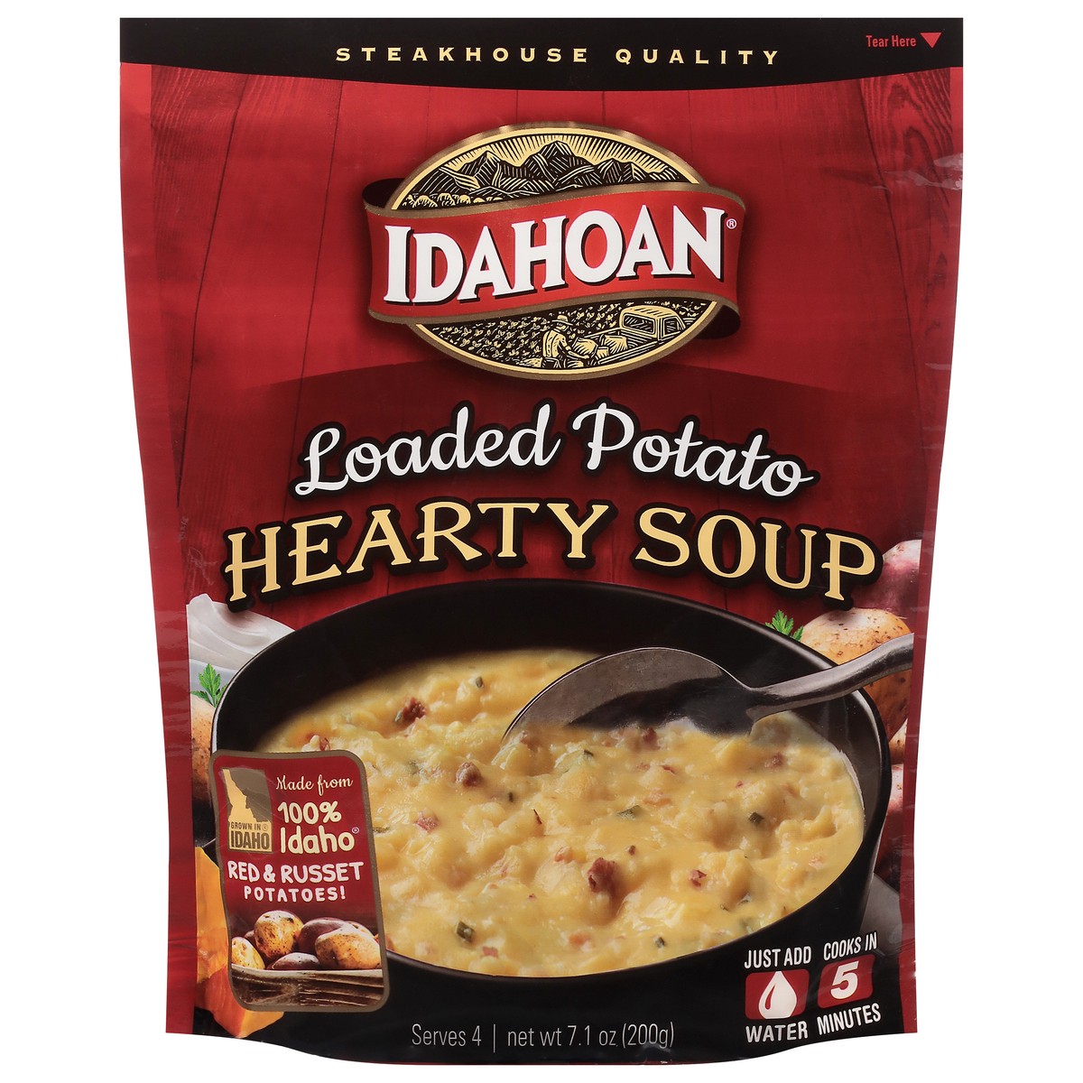 slide 1 of 9, Idahoan Loaded Potato Hearty Soup 7.1 oz, 7.1 oz