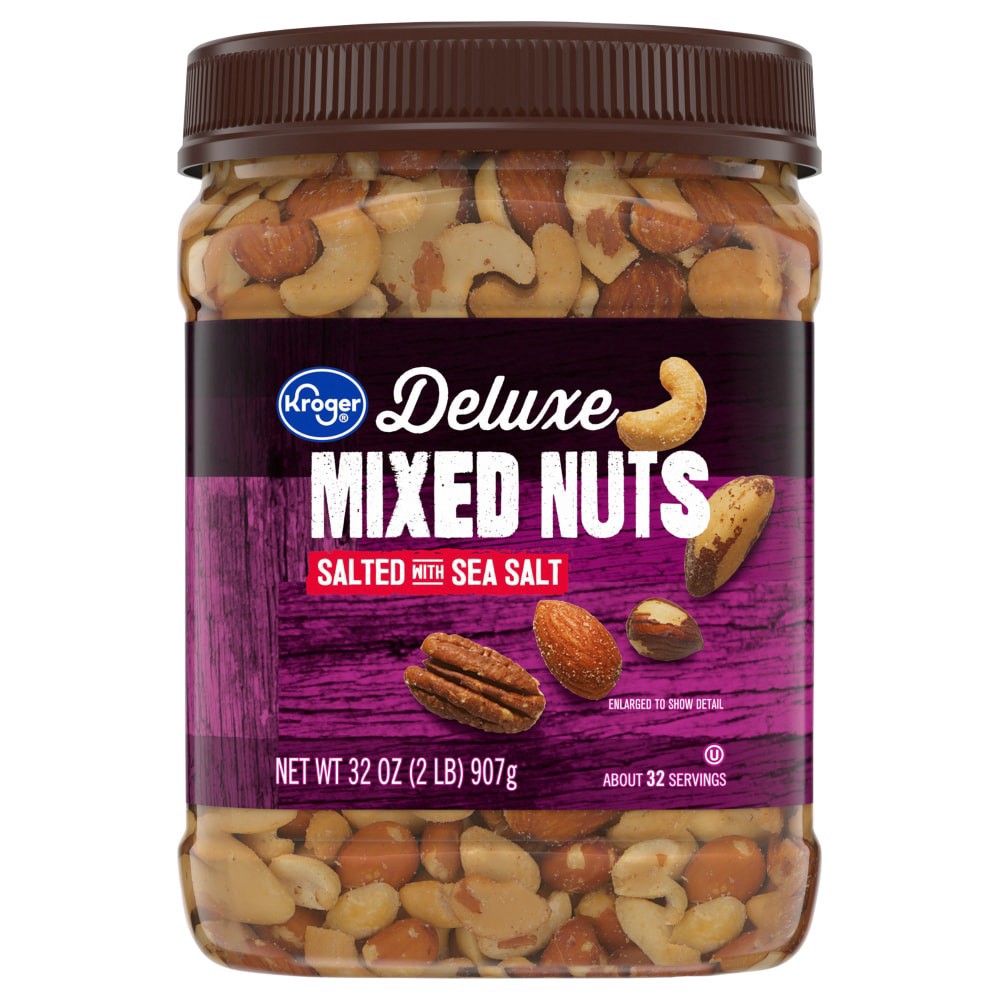 slide 1 of 4, Kroger Deluxe Mixed Nuts With Sea Salt, 32 oz