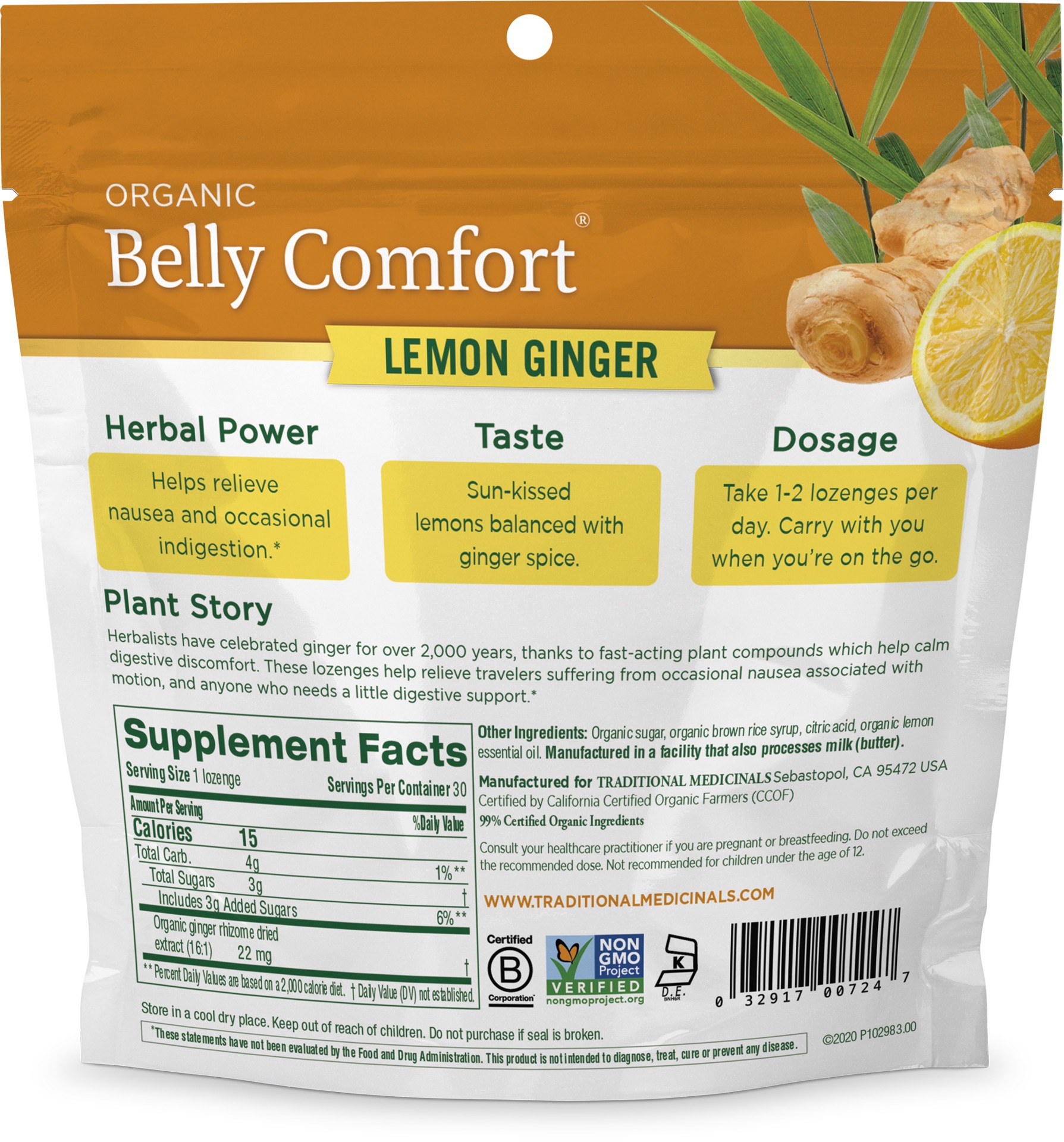 slide 2 of 2, Traditional Medicinals Organic Belly Comfort Lozenges, 30 ct