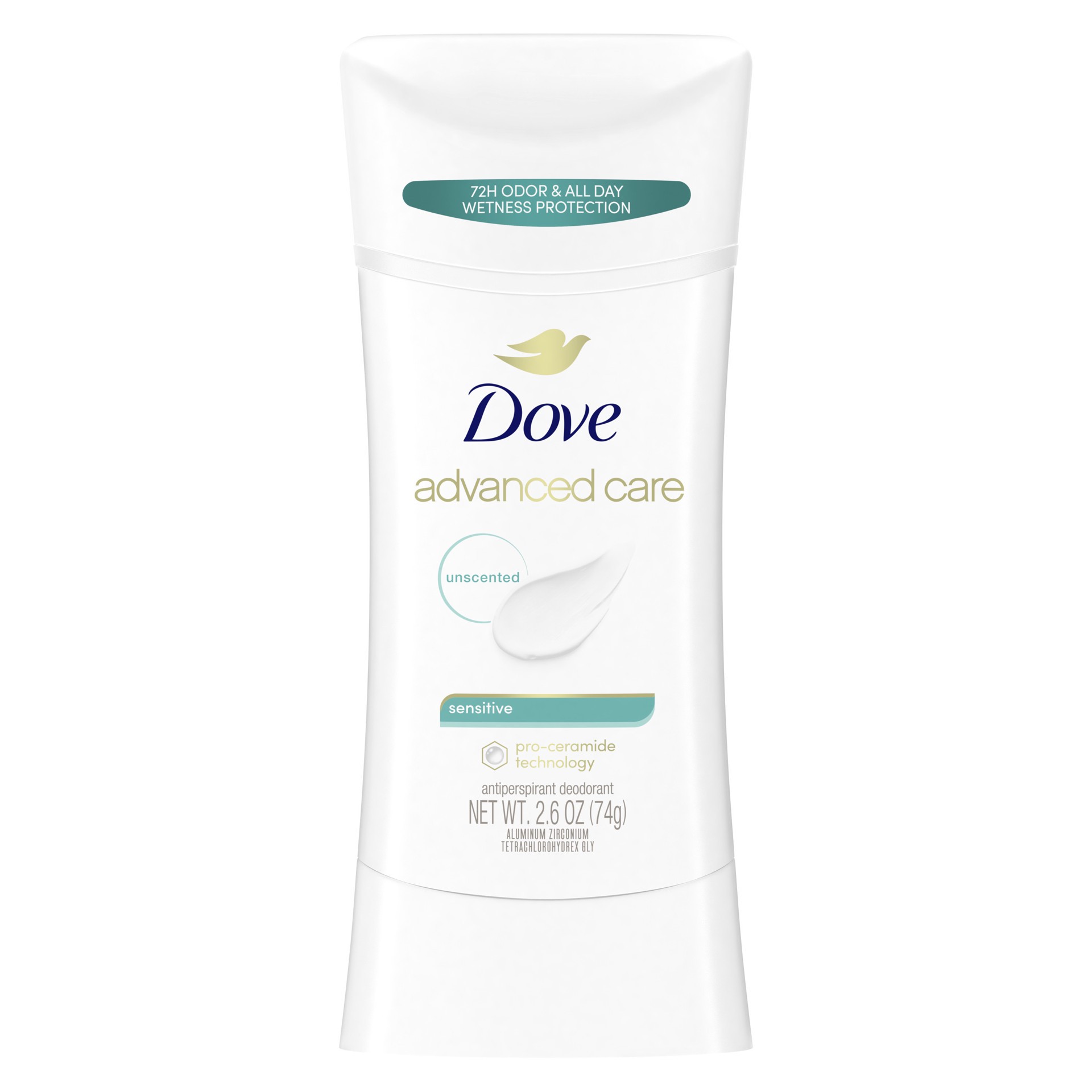 slide 1 of 26, Dove Advanced Care Antiperspirant Deodorant Stick Sensitive, 2.6 oz, 2.6 oz