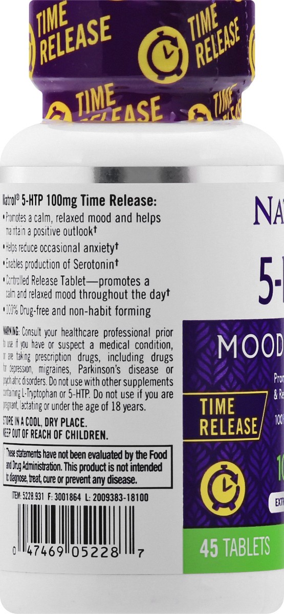 slide 9 of 9, Natrol Mood & Stress 100 mg Extra Strength Tablets 5-HTP 45 ea, 45 ct