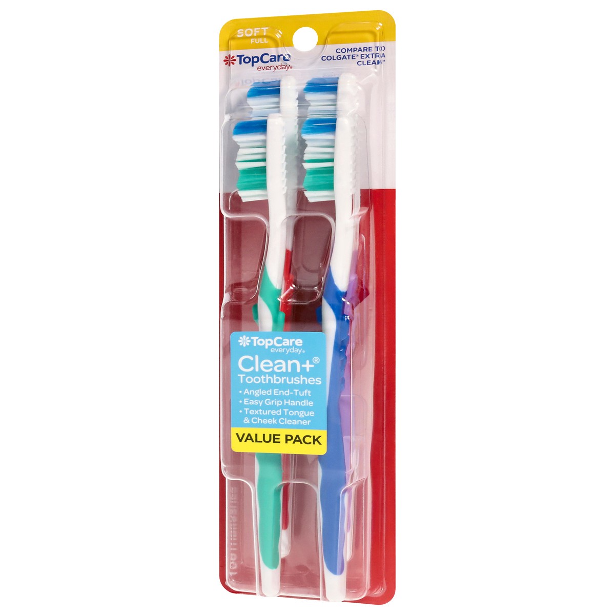 slide 2 of 9, TopCare Top Care Topcare Clean+ Toothbrushes - Soft, Value Pack, 4 ct