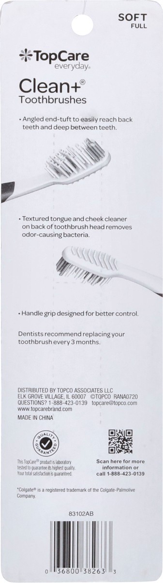 slide 8 of 9, TopCare Top Care Topcare Clean+ Toothbrushes - Soft, Value Pack, 4 ct