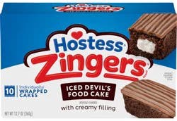 Hostess Zingers Snack Cakes, Artificially Flavored Iced Devil’s Food Cake, 12.7 Oz. Box (10 Ct.)