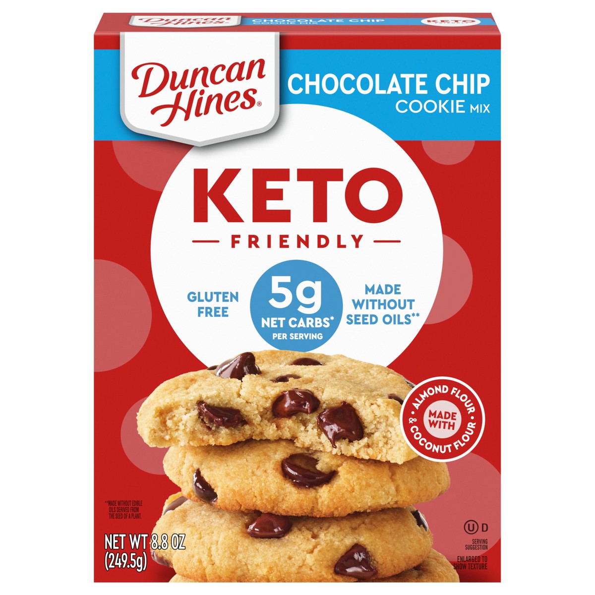 slide 1 of 10, Duncan Hines Keto Friendly Chocolate Chip Cookie Mix, 8.8 oz, 8.8 oz
