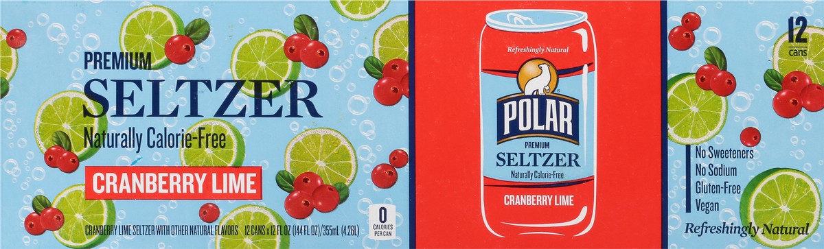 slide 10 of 14, Polar Premium Cranberry Lime Seltzer 12 - 12 fl oz Cans, 12 ct