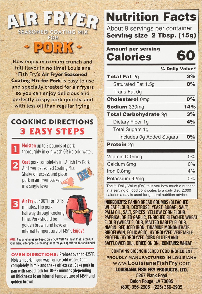 slide 3 of 9, Louisiana Fish Fry Products Air Fryer Crispy Pork Seasoned Coating Mix 5 oz, 5 oz