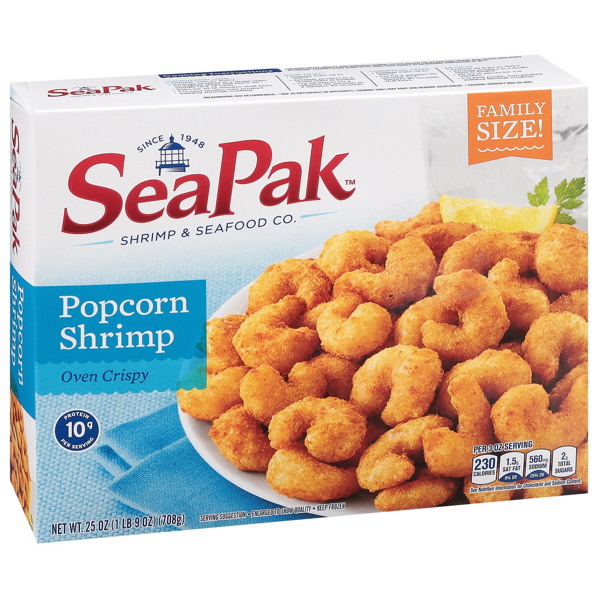 slide 3 of 9, SeaPak Golden Crispy Classic Popcorn Shrimp Family Size 25 oz, 25 oz