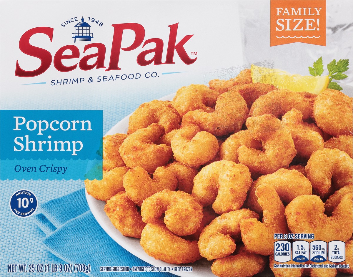 slide 2 of 9, SeaPak Golden Crispy Classic Popcorn Shrimp Family Size 25 oz, 25 oz